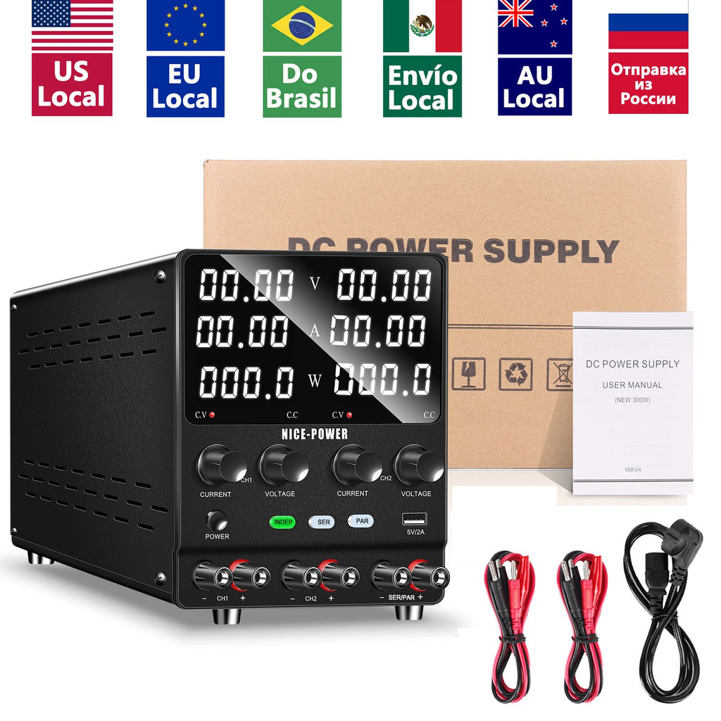 Fuente de Alimentación CC Dual Variable (Dos Versiones: Mejorada y Básica), Fuente de Alimentación de Laboratorio Regulada por Conmutación, Serie y Paralelo Ajustable