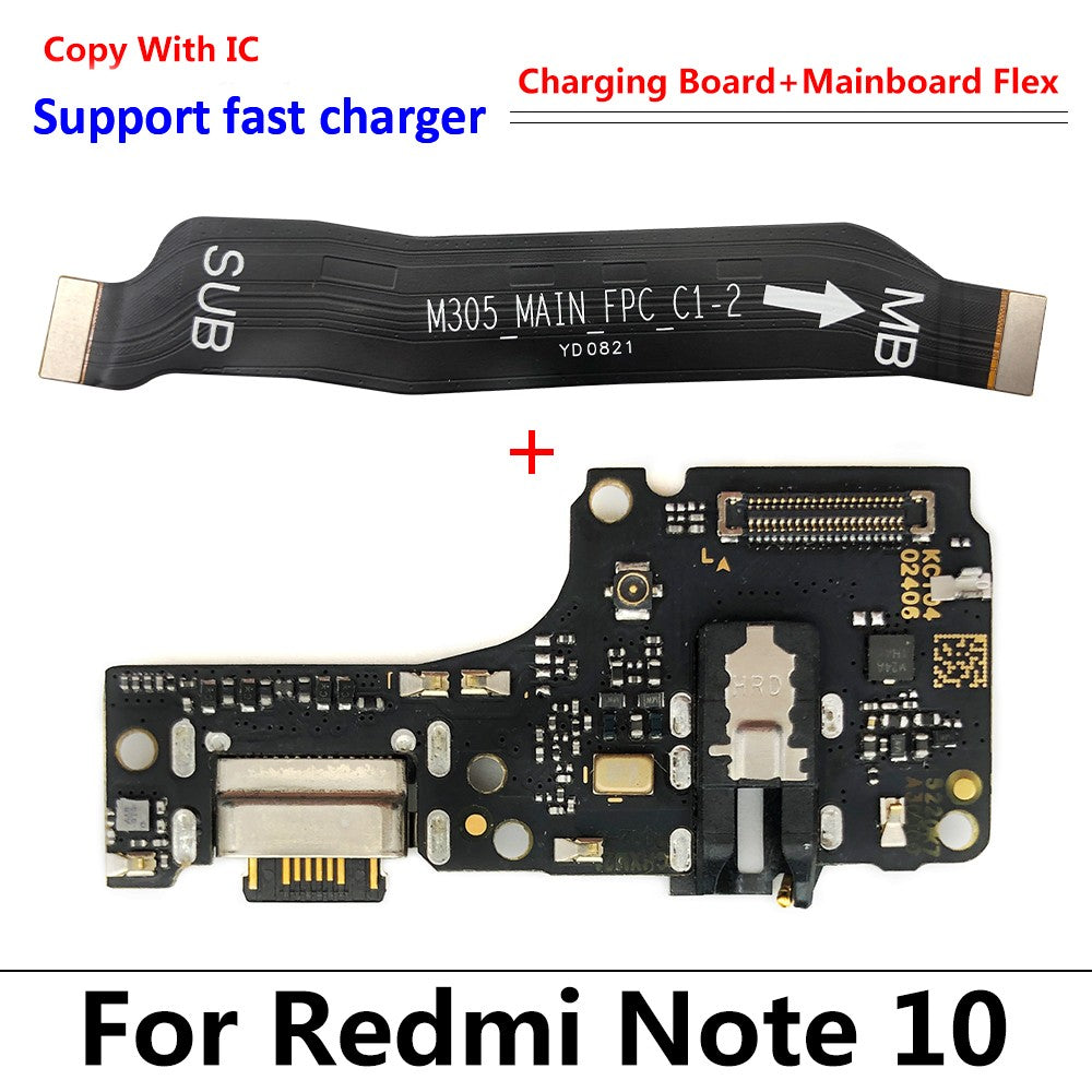 Nuevo puerto de carga USB conector de placa base principal FPC Cable flexible para Xiaomi Redmi Note 9 10 7 Pro 10S 11 4G 5G 8 rápido