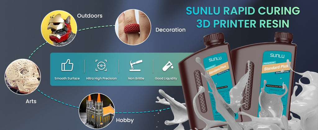 Resina SUNLU 5KG Standard Plus/14K, 1KG/Botella, Resina Fotopolímera de Curado Rápido UV de 405nm para Impresora 3D LCD