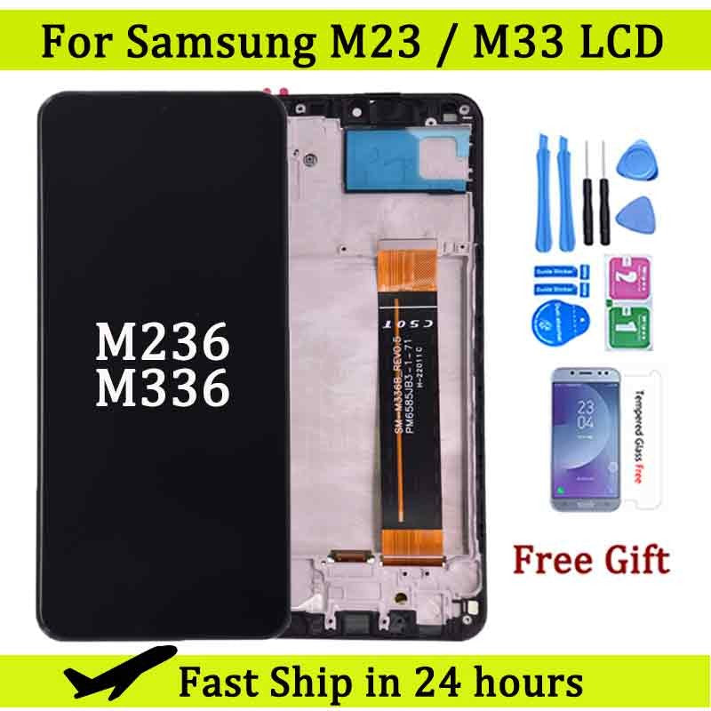 Para Samsung M33 5G M336 M336B pantalla LCD MONTAJE DE digitalizador con pantalla táctil para Samsung M23 M236 M236B pantalla LCD