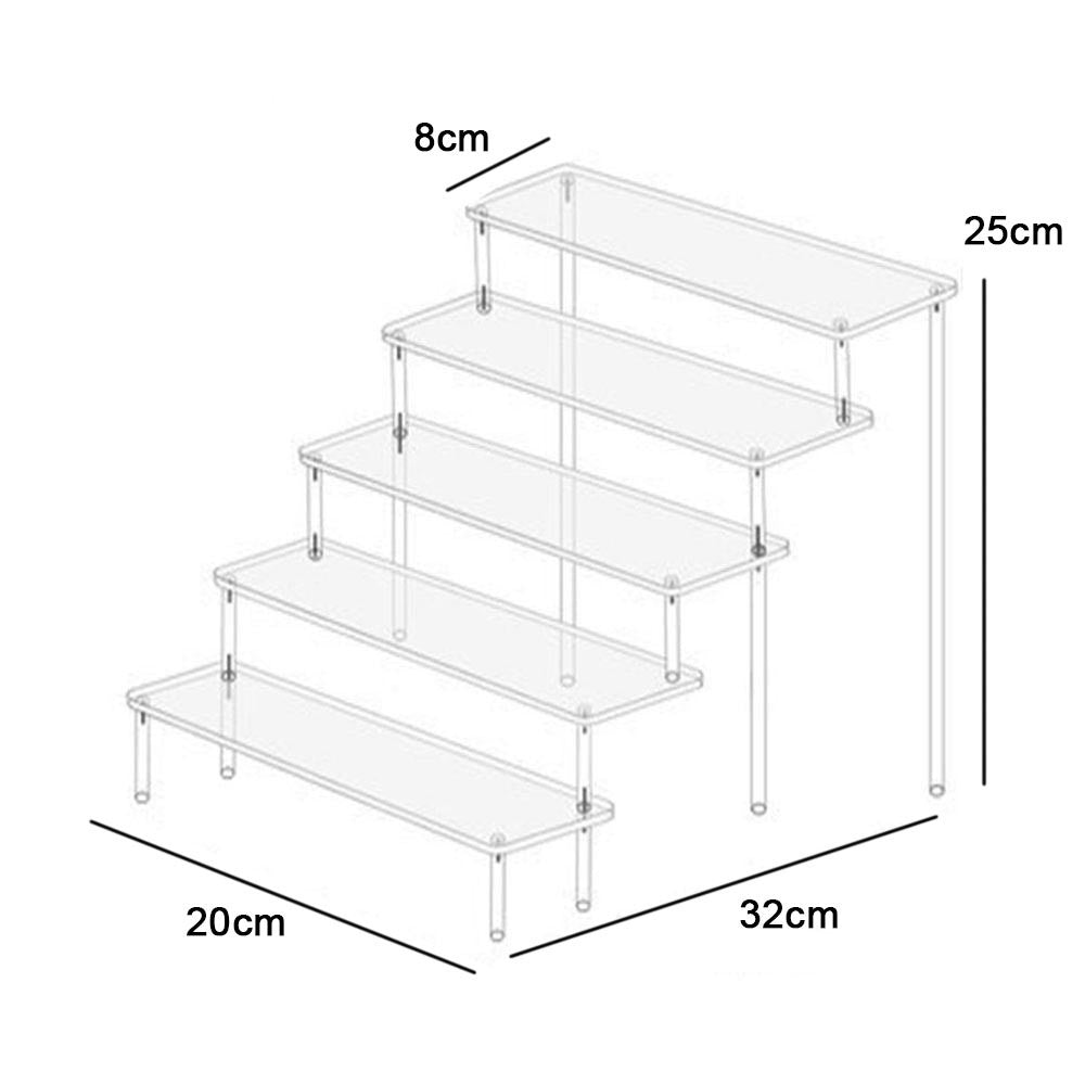 Soporte de exhibición acrílico de 1-4 niveles, estante de exhibición duradero para magdalenas, Perfume, muñeca, caja ciega Trapezoidal transparente, estante de almacenamiento