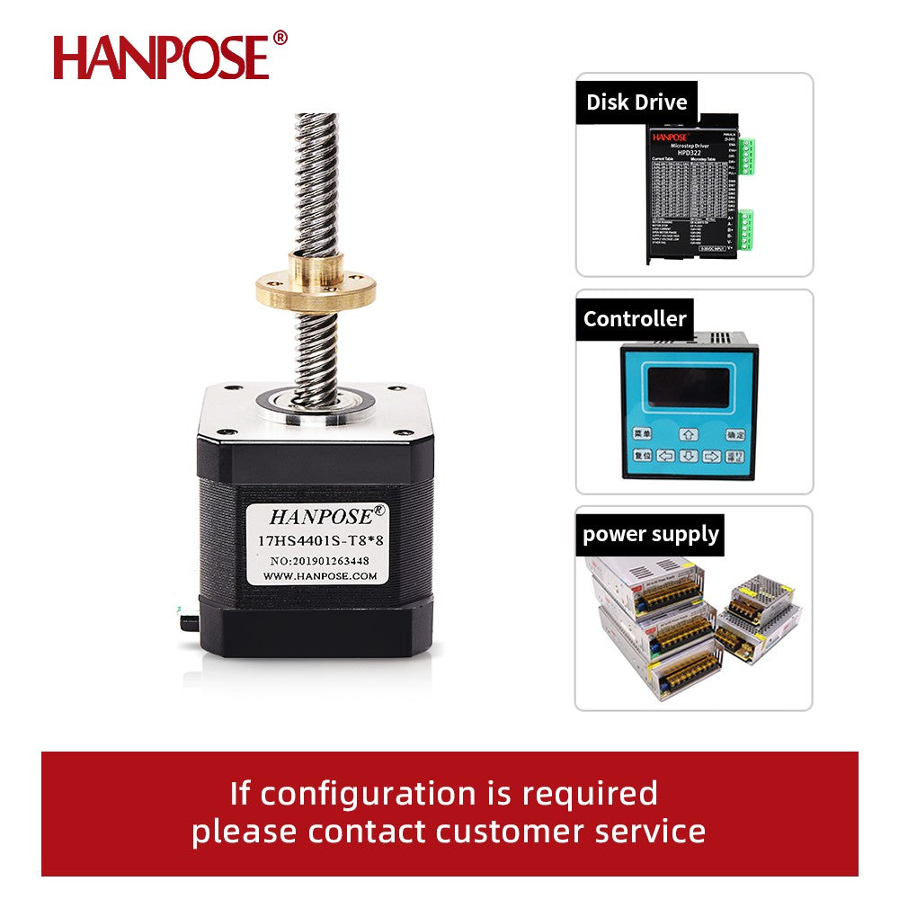 Motor paso a paso Nema17 40mm 1.5A 42 17HS4401S-T8 * 8 300mm varilla de tornillo Motor Z lineal con tornillo de avance Trapezoidal para impresora 3D