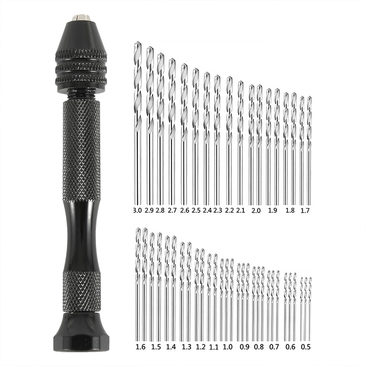 49 Uds. Juego de taladro Manual de 0,2-3,4mm, Mini broca Manual de aluminio, joyería artesanal, taladro Manual, herramientas de carpintería, broca, herramienta de perforación
