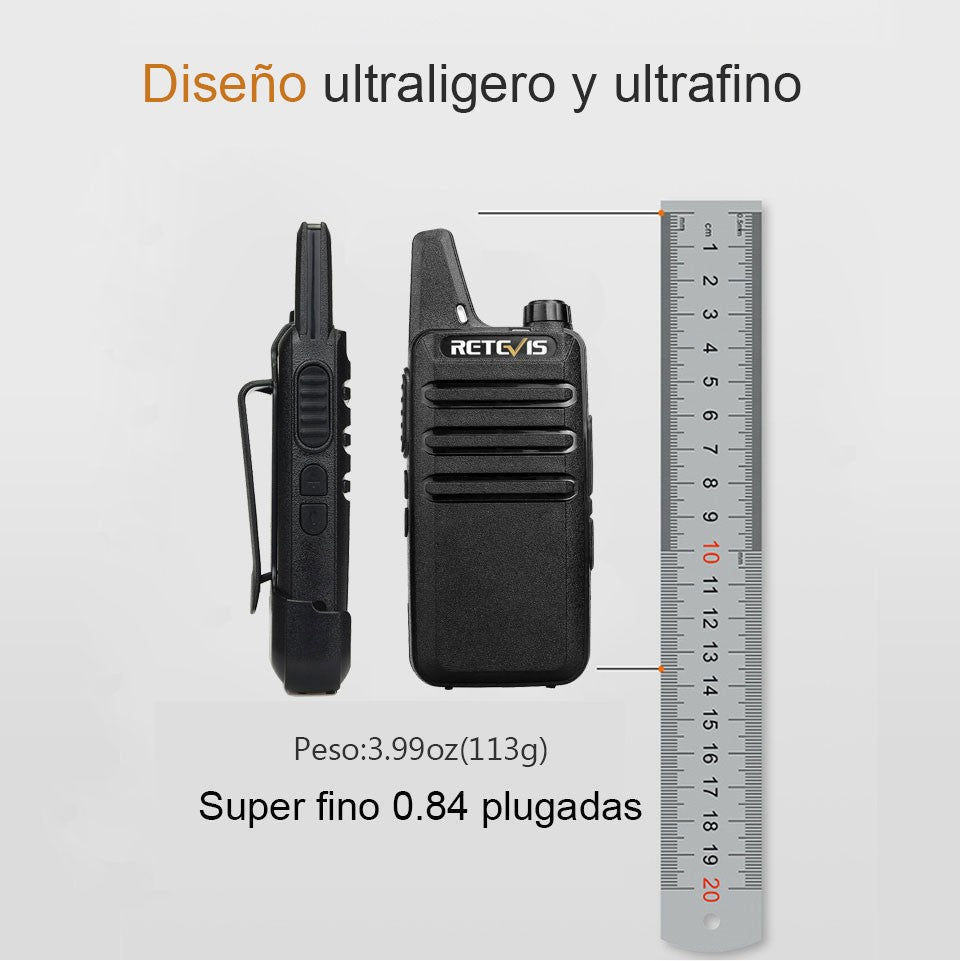 Retevis RT622 Mini Walkie Talkie 2 unidades PMR446 Radio portátil bidireccional con PTT Ideal para restaurantes y hoteles