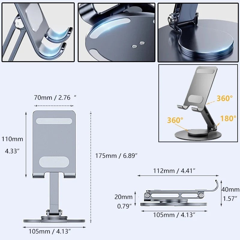 Soporte giratorio para teléfono móvil, soporte de Metal de aluminio para teléfono, soporte Universal plegable para tableta y teléfono de escritorio, alta calidad, 1/2 Uds.