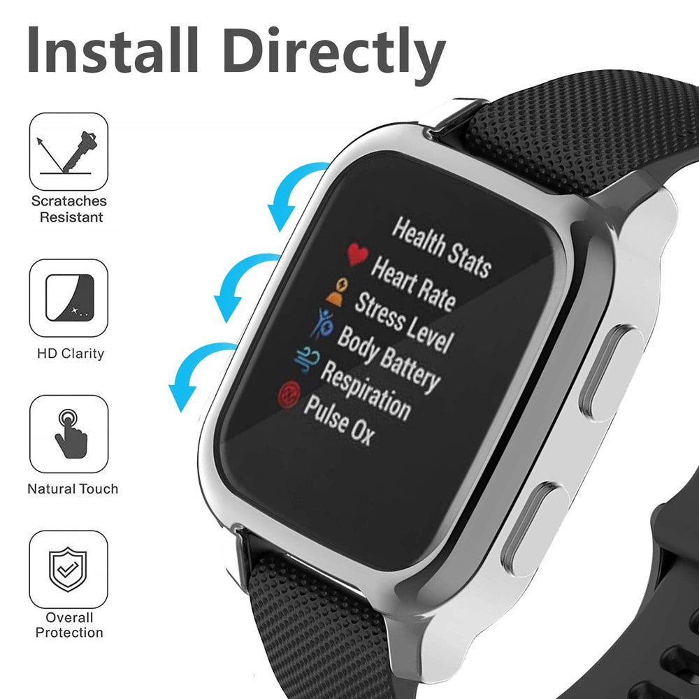 Funda galvanizada de TPU para Garmin Venu SQ, Protector de pantalla de parachoques de música