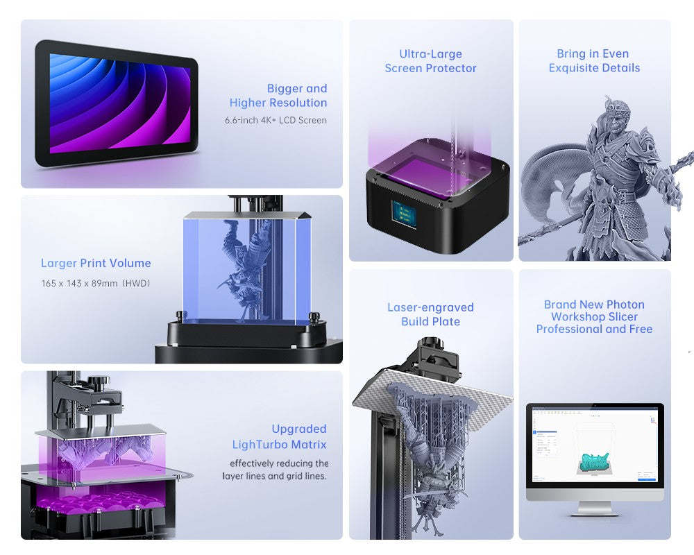 ANYCUBIC DLP SLA Impresora 3D de resina LCD Photon Mono M7, M5s Pro, M7 Pro, Photon P1, Mono 4, Wash and Cure 3, 3 Plus, Max