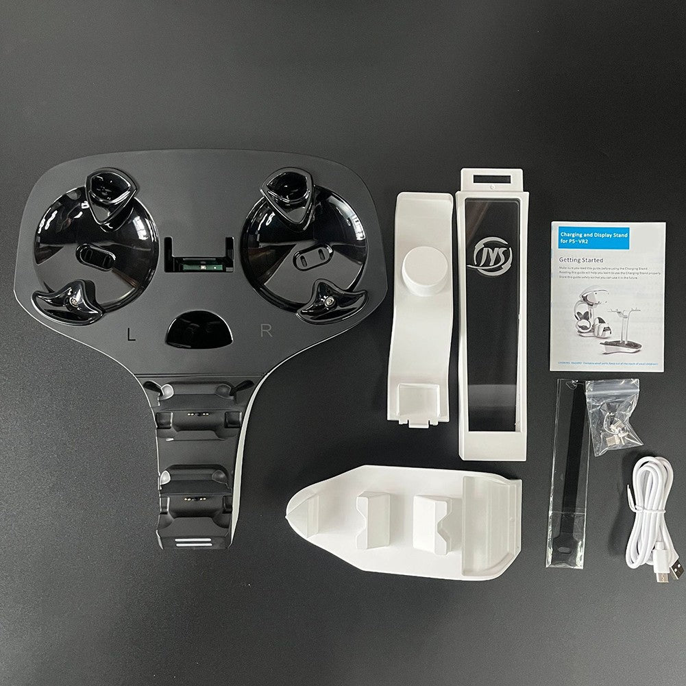 Base de carga para PS5 PS VR2, soporte de auriculares, controlador, estación de carga, luz indicadora LED, almacenamiento de auriculares para casco