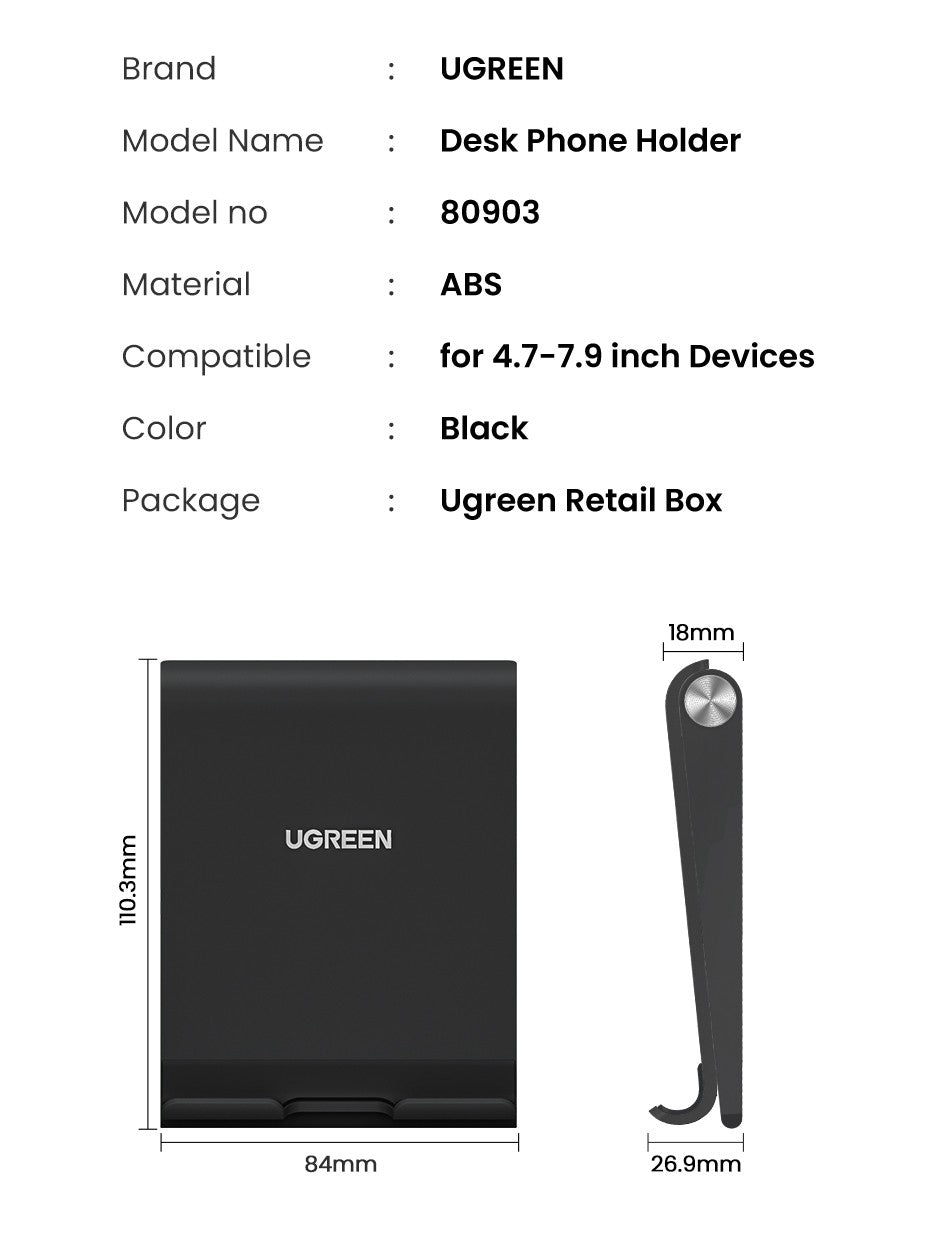 UGREEN-soporte plegable ajustable para teléfono móvil, base de escritorio para iPhone 11 Pro Max SE 8 7