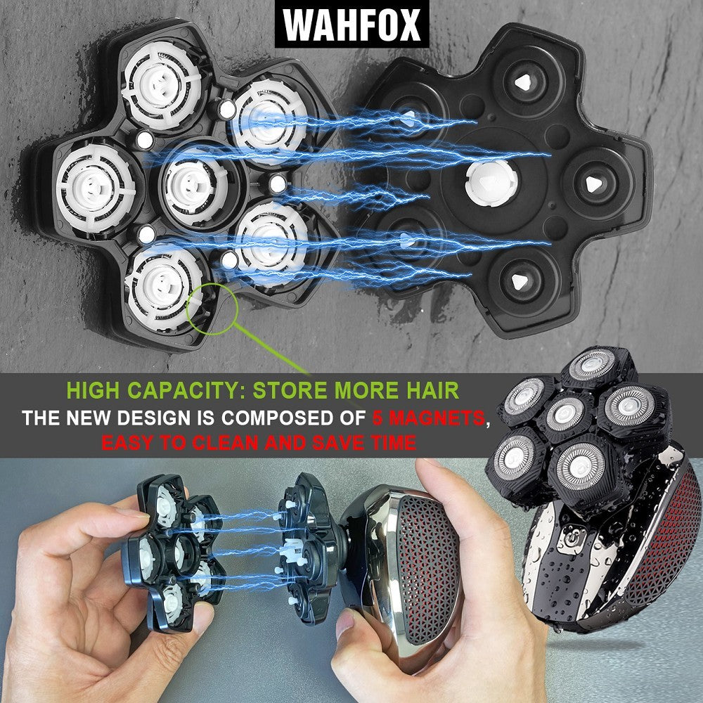 FOXSONIC-Afeitadora para hombre 7D independiente, 7 cortadores, cabezal flotante, maquinilla de afeitar eléctrica resistente al agua, recortadora de barba para hombre