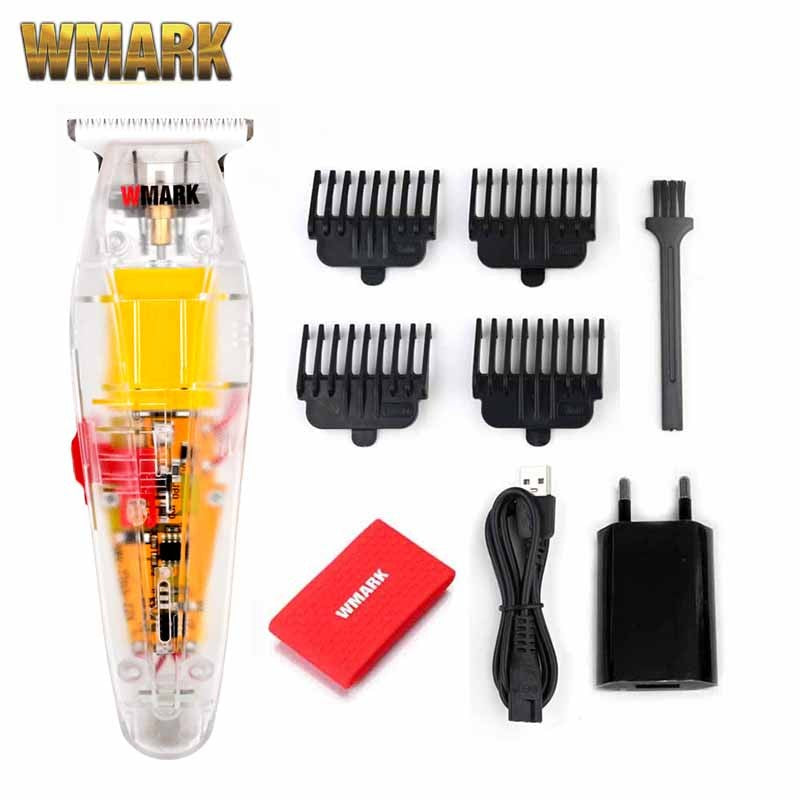 Cortadora de pelo recargable WMARK NG-108 NG-118 de estilo transparente, cortadora de pelo profesional con cable y NG-202 inalámbrica