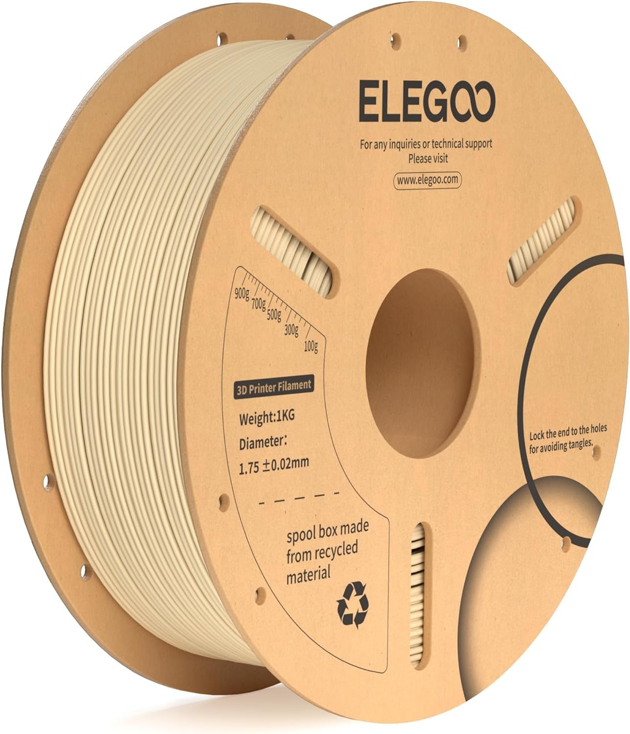 Filamento ELEGOO PLA+ de 1.75mm, PLA 3D para Impresoras 3D, Material Compatible con la Mayoría de las Impresoras FDM (1KG/Carrete, 2.2 lbs)