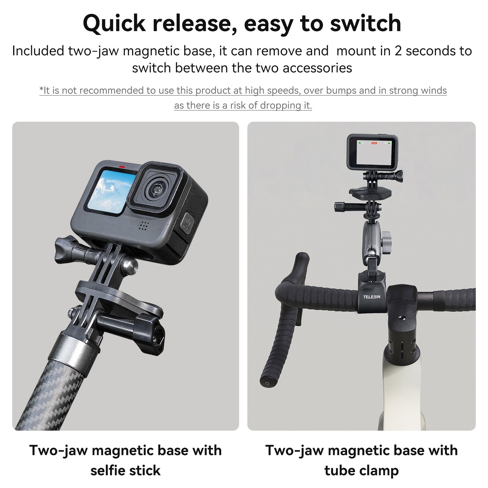 TELESIN-soporte magnético para cámara, montaje colgante de liberación rápida para GoPro 12, 11, 10, Action 4, insta360, X3