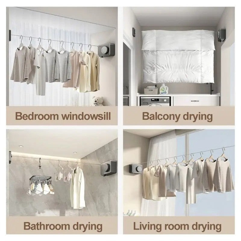 Tendedero retráctil de acero inoxidable, hilo de lavado portátil resistente para interiores y exteriores, secadora de ropa con cuerda ajustable