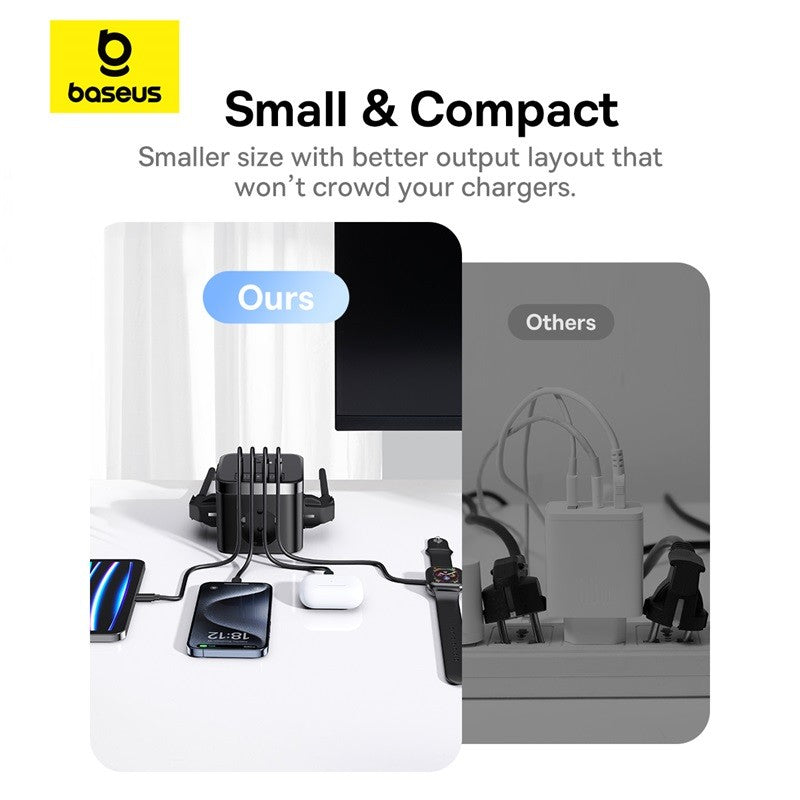 Baseus-cargador de 30W, regleta de alimentación rápida, salida de 4000W 3AC, estación de carga de escritorio, protección contra sobretensiones para tableta, iPhone, Samsung, Xiaomi