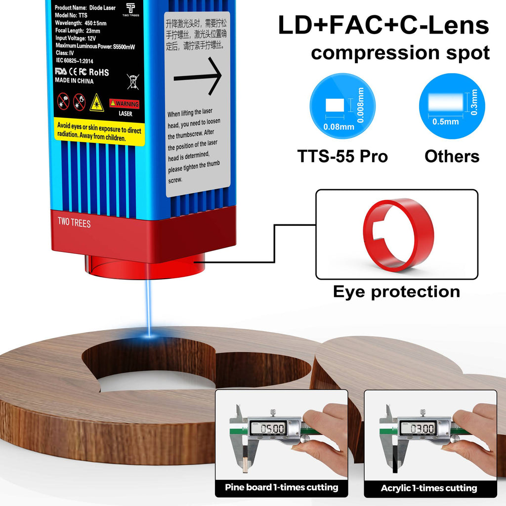 Grabador láser TwoTree, enrutador CNC TTS10 Pro/TTS-55Pro, máquina cortadora de grabado láser de Metal de 40W/80W con Control fuera de línea Wifi