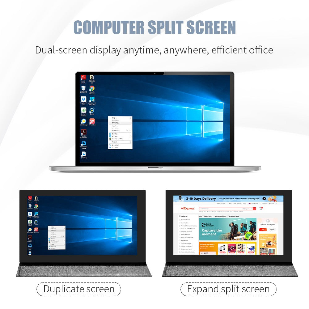 Monitor Portátil con Pantalla Táctil, Compatible con HDMI, Interfaz Tipo-C, Segunda Pantalla LCD de 7 Pulgadas para PC y Raspberry Pi