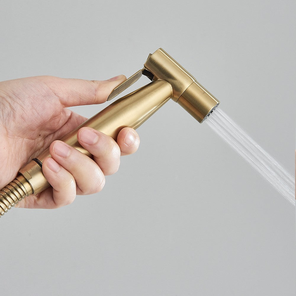 Grifo rociador de bidé negro, grifo individual de agua fría de acero inoxidable para baño, válvula Shattaf, juego de chorro montado en la pared