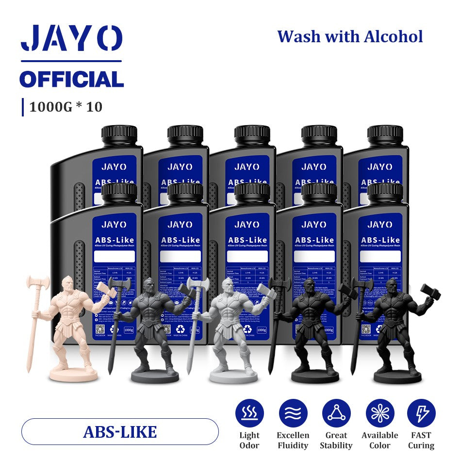 JAYO ABS como resina 3D, 10 botellas ABS como fotopolímero de curado UV de 405nm, resina 3D rápida para impresora 3D LCD/DLP/SLA de 2/4/6/8K