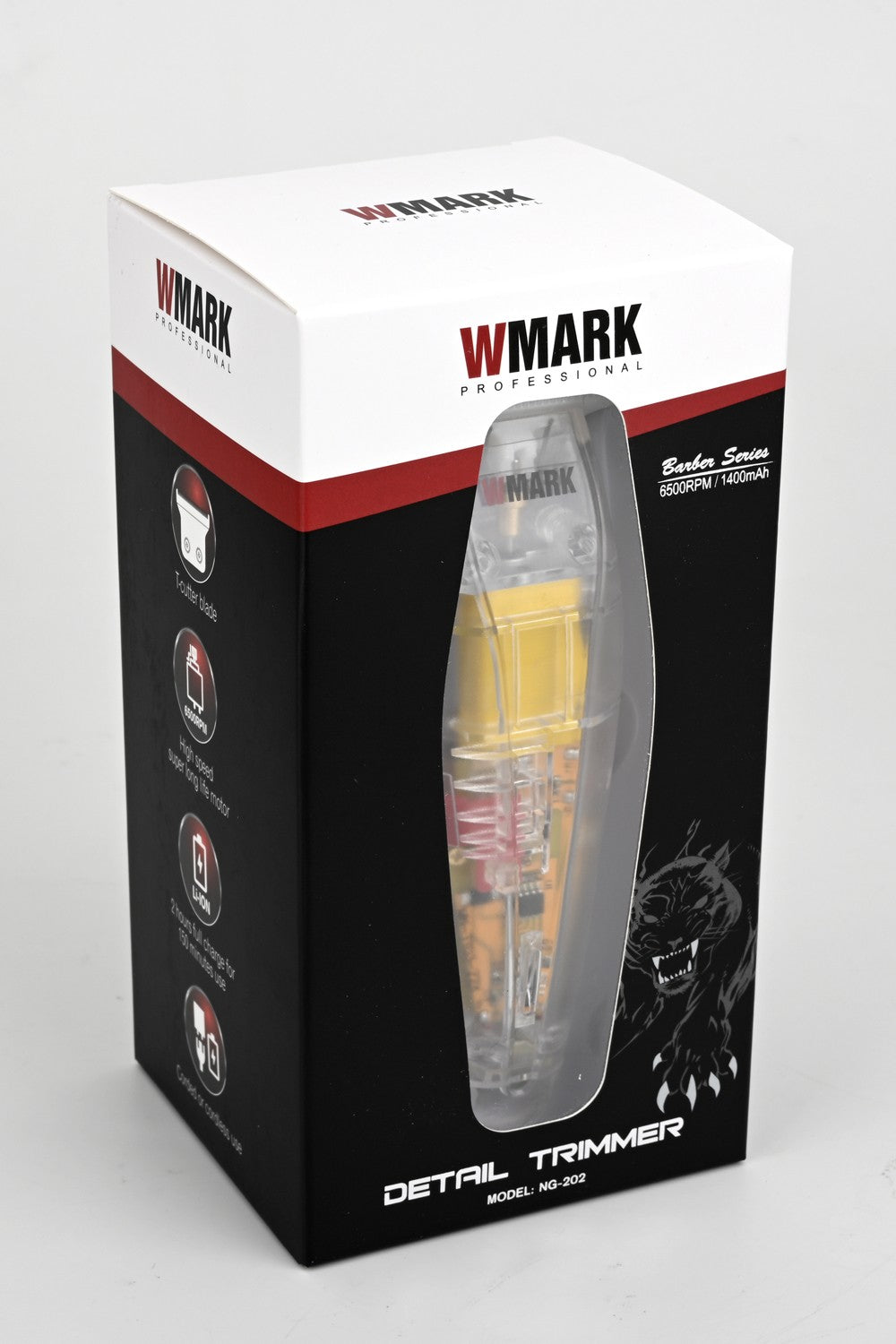Cortadora de pelo recargable WMARK NG-108 NG-118 de estilo transparente, cortadora de pelo profesional con cable y NG-202 inalámbrica