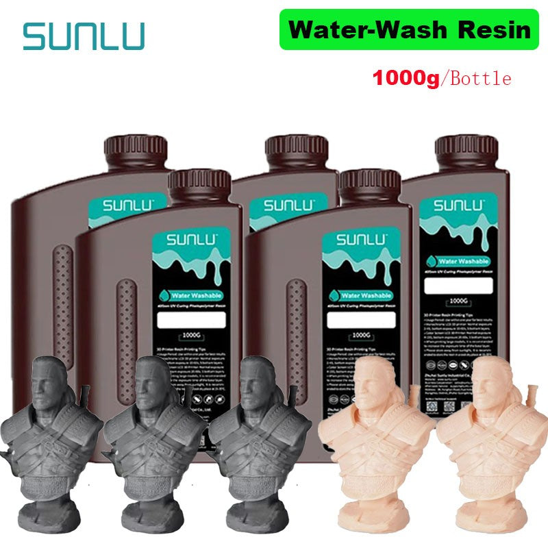 SUNLU 5KG lavado con agua ABS/resina de lavado con agua 395-405nm resina fotopolímero de curado UV resina de curado rápido para impresora 3D LCD DLP SLA