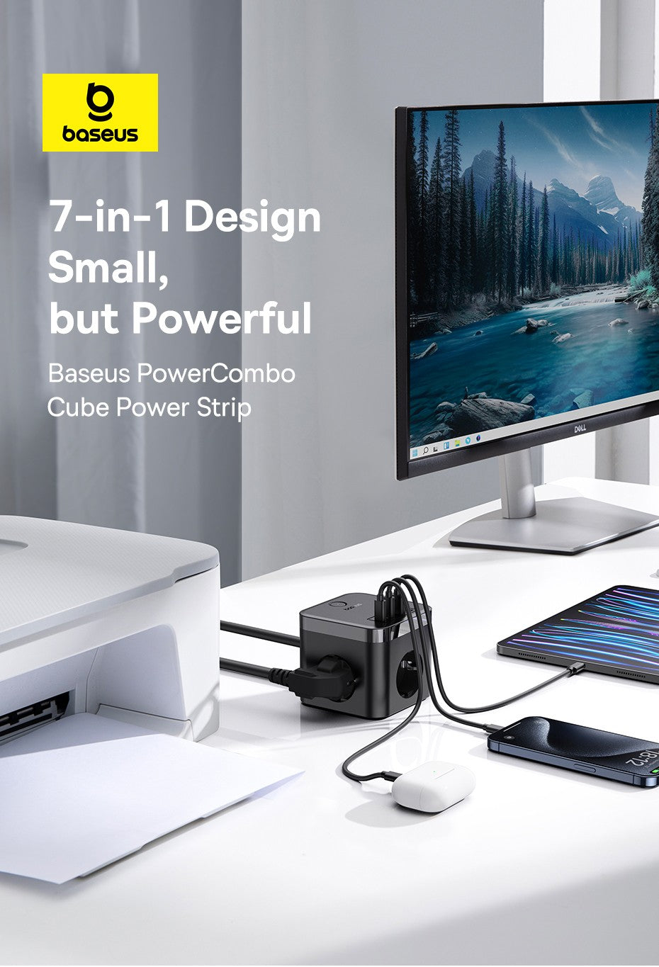 Baseus-cargador de 30W, regleta de alimentación rápida, salida de 4000W 3AC, estación de carga de escritorio, protección contra sobretensiones para tableta, iPhone, Samsung, Xiaomi