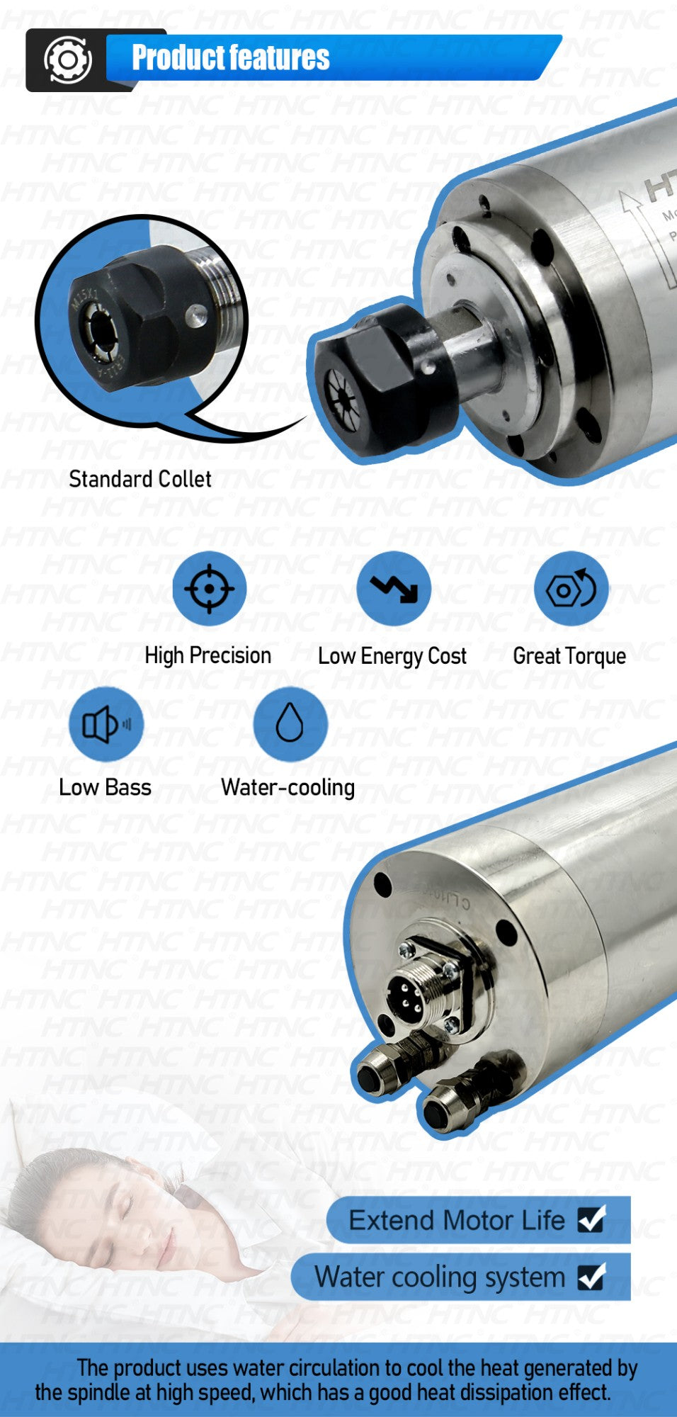 Motor de husillo CNC de 2200W, 220v ER20, 2,2 kW, husillo de refrigeración por agua redondo, 24000RPM + 2,2 kW VFD 50/60hz + bomba de agua + soporte de 80mm