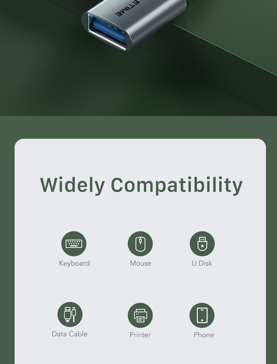 Cabletime-Cable USB C OTG tipo C macho a adaptador USB hembra, transmisión de 5GBPS, Cable de carga rápida para Xiaomi Mix 3 Huawei C380