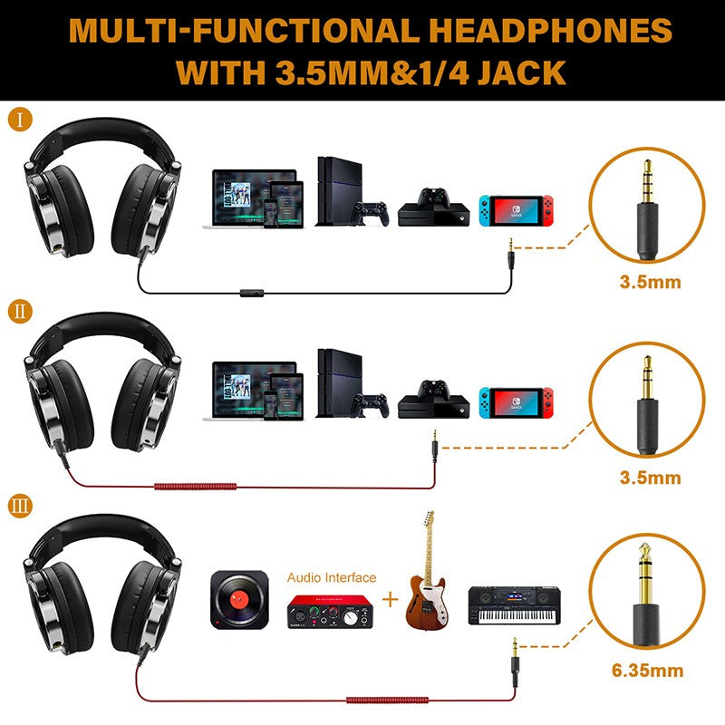 Oneodio-auriculares supraaurales de alta fidelidad para estudio, DJ, Monitor con cable, auriculares para juegos de música, auriculares para teléfono, ordenador, PC con micrófono