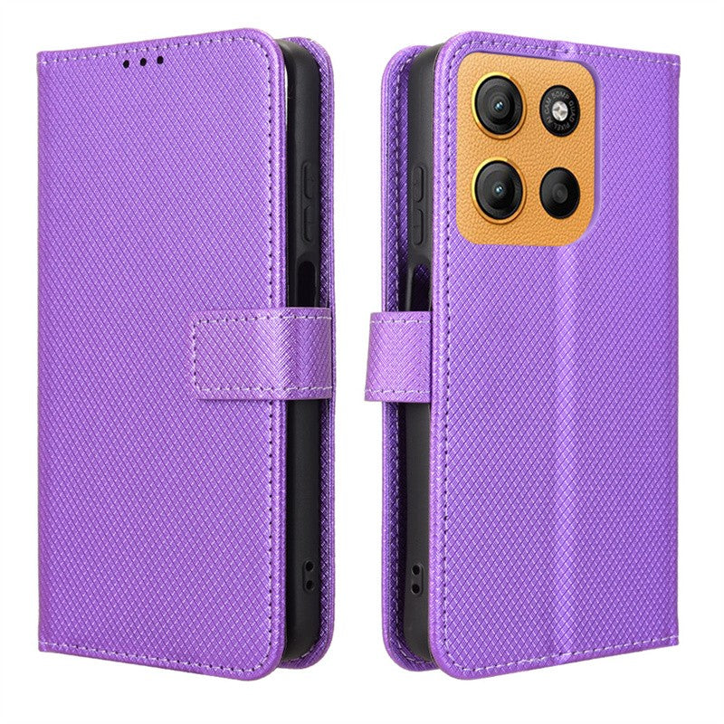 Para Motorola Moto G15 G15 Power funda de lujo con tapa patrón de diamante piel PU funda tipo billetera de cuero con soporte para Moto G15 4G bolsas de teléfono