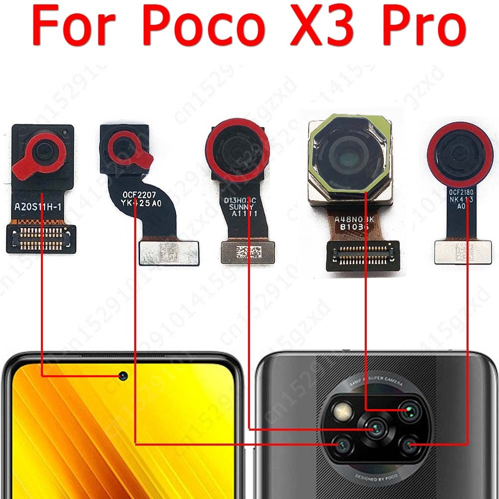 Cámara Frontal y trasera para Xiaomi Mi Poco X3 Pro, módulo de cámara Frontal y trasera, piezas de repuesto de reparación flexible