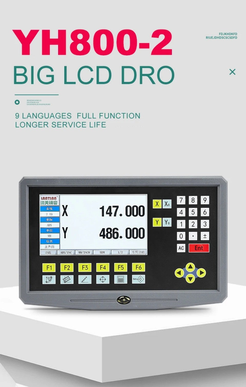 Pantalla LCD DRO YH800-2 de 2 Ejes, 19 Idiomas, AC90-260V, Sensor de Desplazamiento, Escala Lineal de 50-1000mm, Codificador, Regla de Cuadrícula