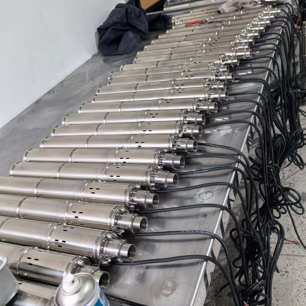Bomba Solar para pozo profundo, dispositivo de perforación sumergible de acero inoxidable sin escobillas, cabezal máximo de 750 M con controlador incorporado, CC, 100 W, 48V, 60V, 72V