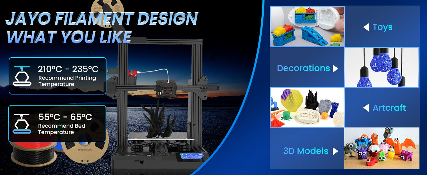 JAYO 2 rollos de filamento de impresora 3D PETG/PLA/PLA PLUS 1,75mm 2,2 KG 100% sin burbujas materiales de impresión 3D no tóxicos para impresora 3D
