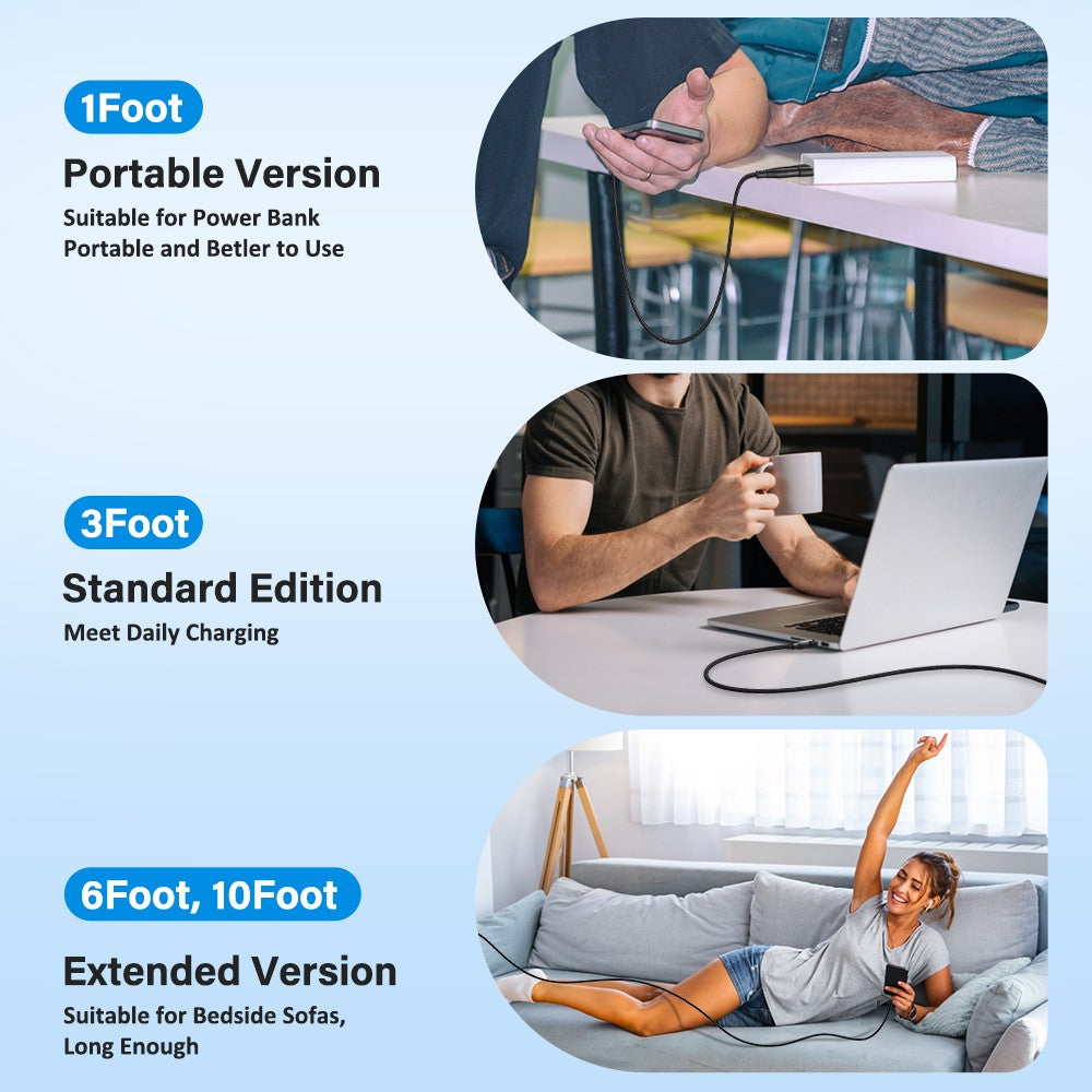 AUFU 100W USB C a tipo C Cable USBC PD Cable de carga rápida para MacBook Pro Xiaomi POCO Huawei iPad Samsung USB-C Cable 3M