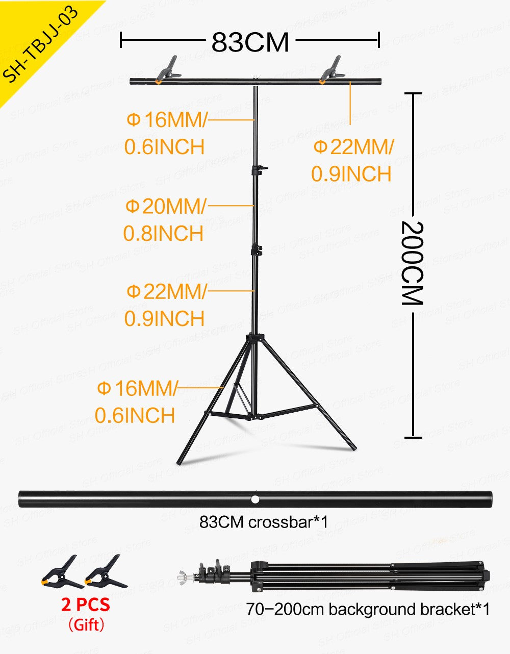 Fondo en forma de T, soporte de fondo para fotografía, sistema de soporte ajustable, estudio fotográfico para fondos de muselina no tejida con Clip