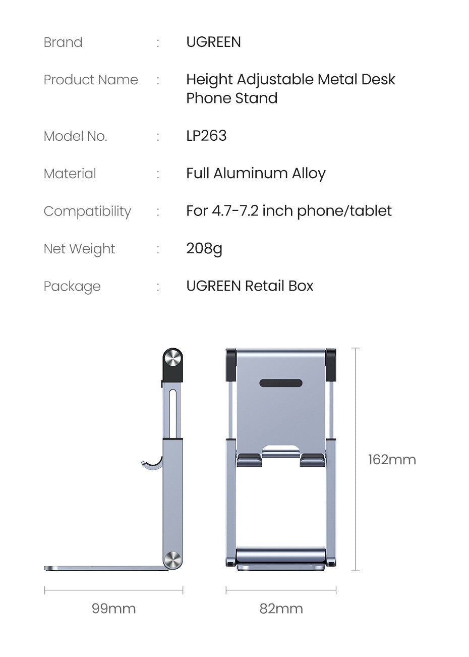 UGREEN-soporte ajustable de aluminio para teléfono móvil, accesorio de escritorio para iPhone 13, 12 Pro Max, tableta