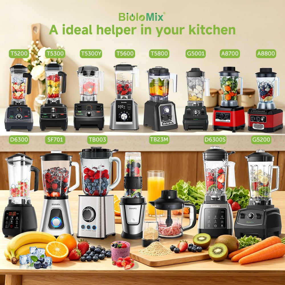 BioloMix-batidora con temporizador de alta resistencia, 3HP, 2200W, exprimidor, procesador de alimentos y frutas, batidos de hielo, sin BPA, tarro de 2L