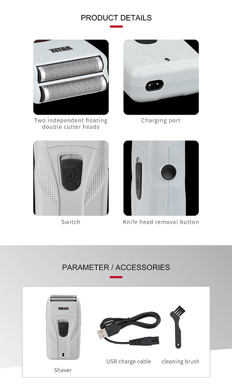 WMARK-afeitadora de barbero NG-987, máquina de afeitar eléctrica con USB, con cabezal de aceite, color blanco