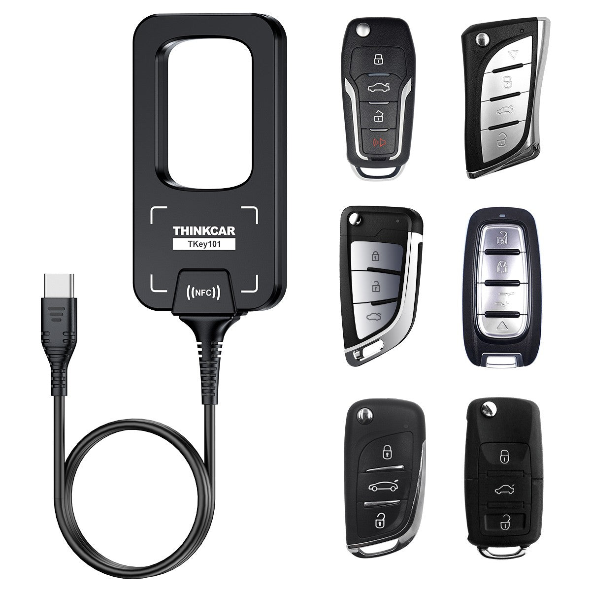Programador de Llaves de Coche THINKCAR Tkey 101 con 6 Llaves, Detección de Frecuencia, Herramientas de Control Remoto para THINKCAR 689BT MUCAR 892BT