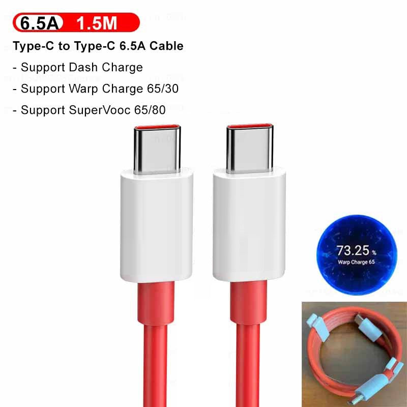 Cable Original OnePlus Warp Supervooc USB Tipo C 100w 80w 65w, Cable de Carga Rápida para OnePlus 13 11 10 Pro 9 8t Nord 5 3 Lite 2t CE