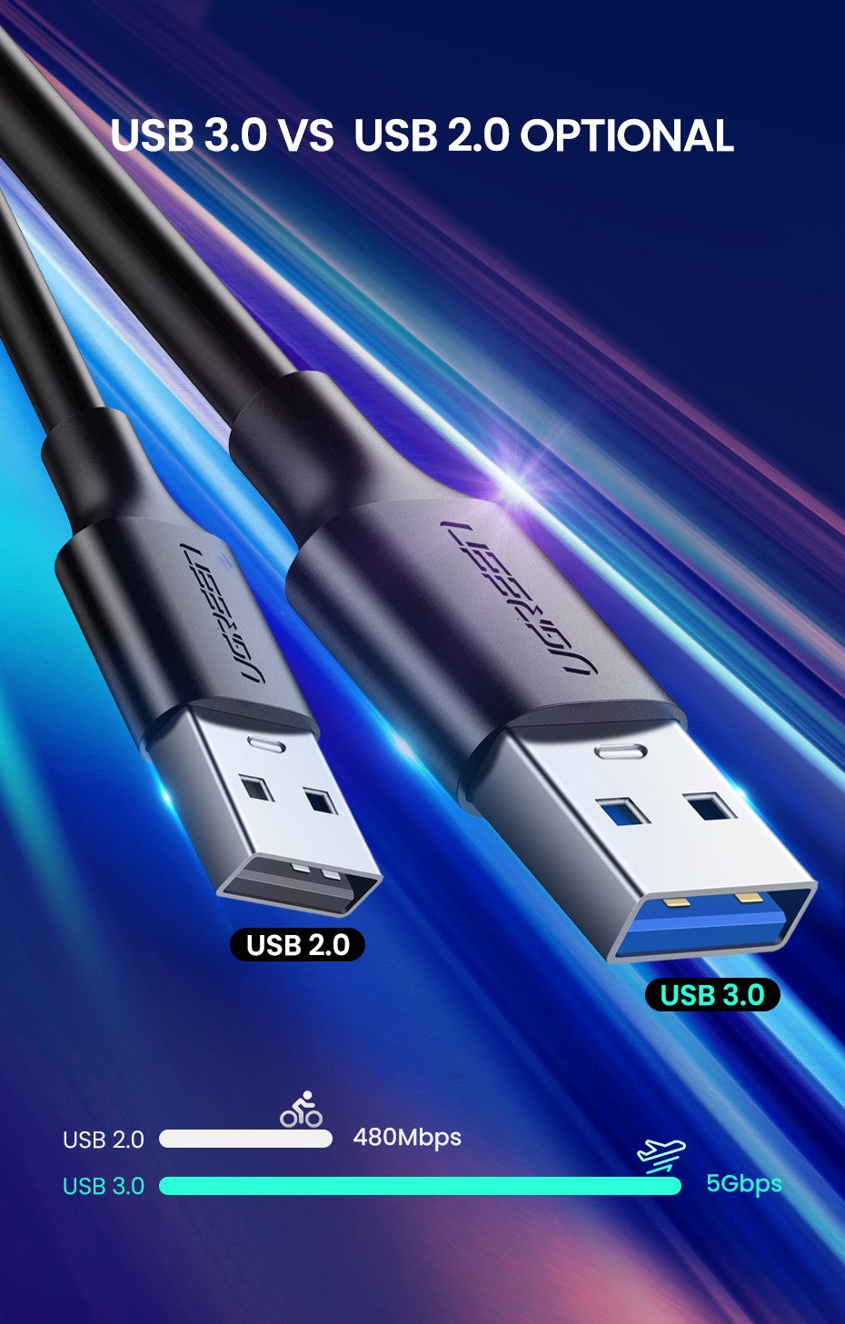 UGREEN Cable USB C 5Gbps USB3.0 A a USB C para iPhone 17 16 15 iPad Samsung S25 S24 para Switch M2 SSD NVME USB3.0 Cable de datos de 18W