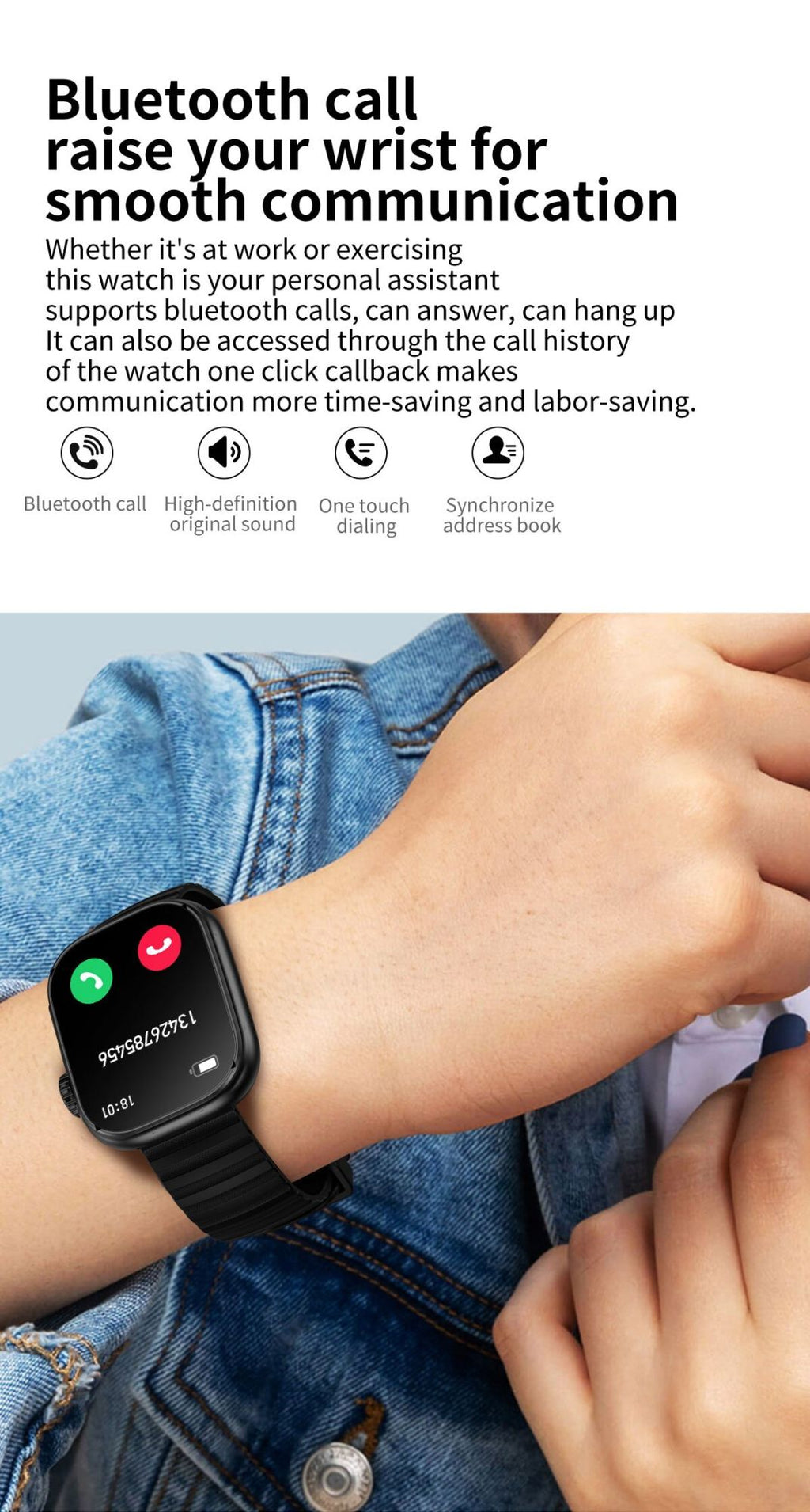 Reloj inteligente para hombre y mujer, pulsera con linterna LED, más de 100 modos deportivos, rastreador de actividad física, temperatura corporal, pantalla de 2,01"