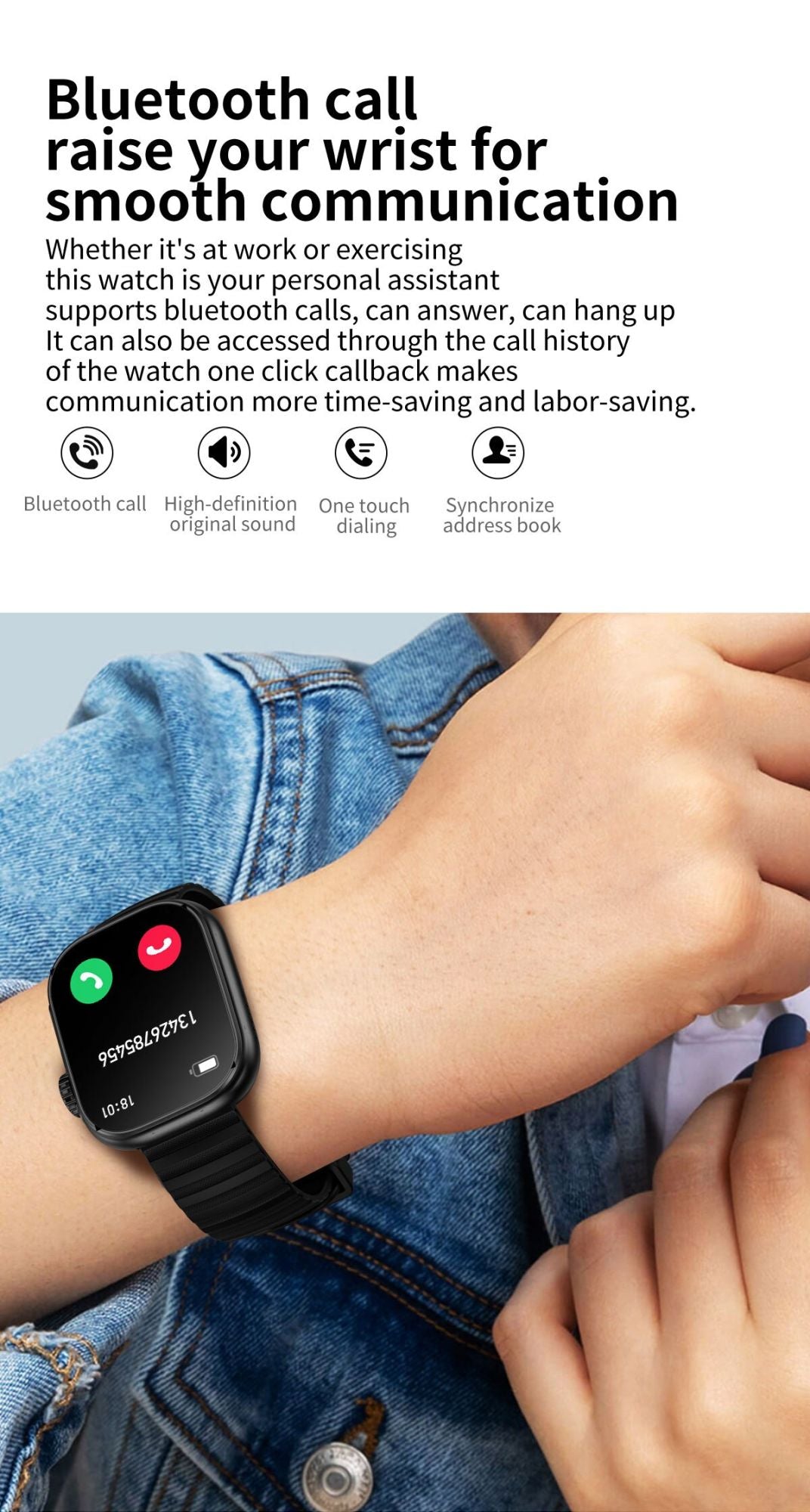 Reloj inteligente para hombre y mujer, pulsera con linterna LED, más de 100 modos deportivos, rastreador de actividad física, temperatura corporal, pantalla de 2,01"