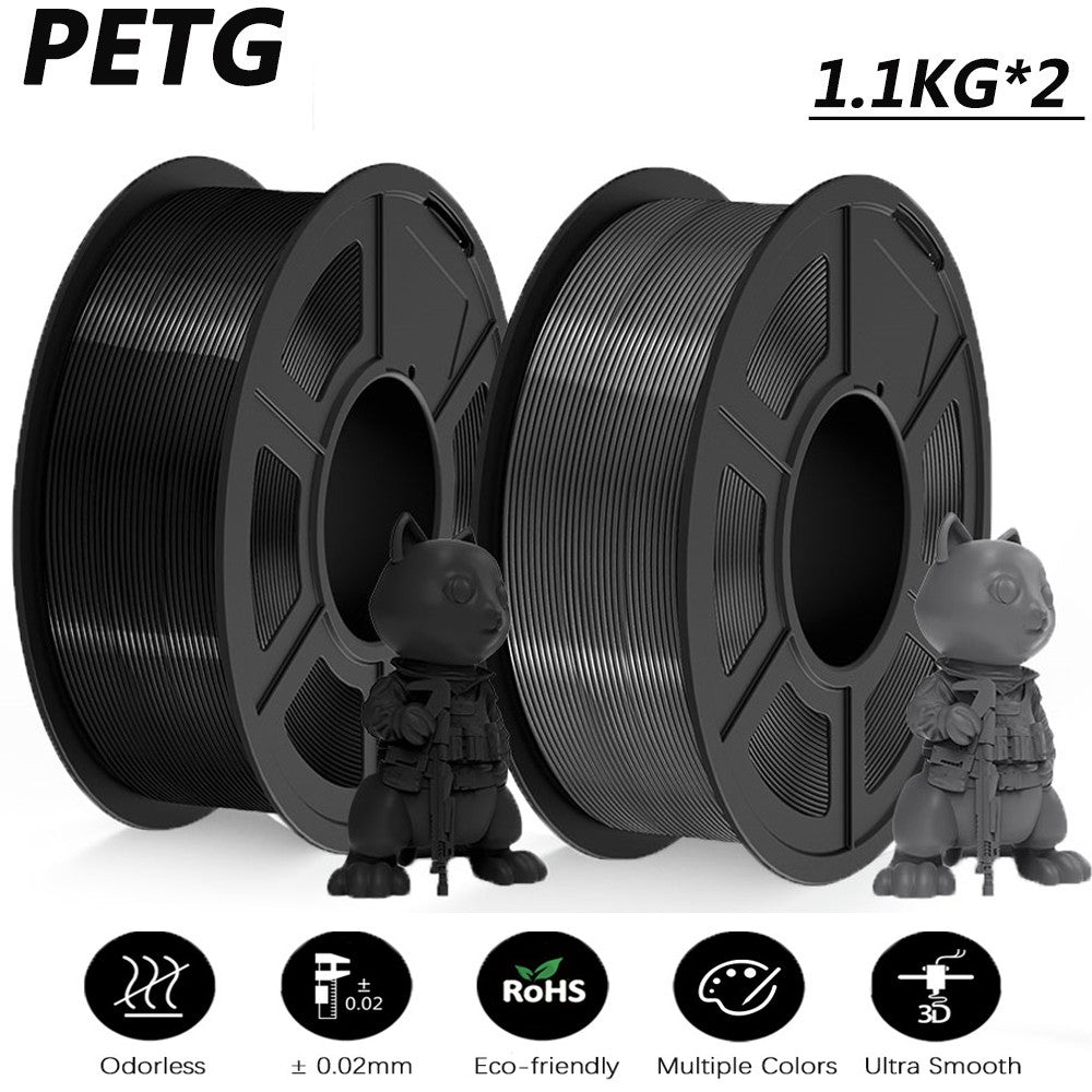 JAYO 2 rollos de filamento de impresora 3D PETG/PLA/PLA PLUS 1,75mm 2,2 KG 100% sin burbujas materiales de impresión 3D no tóxicos para impresora 3D