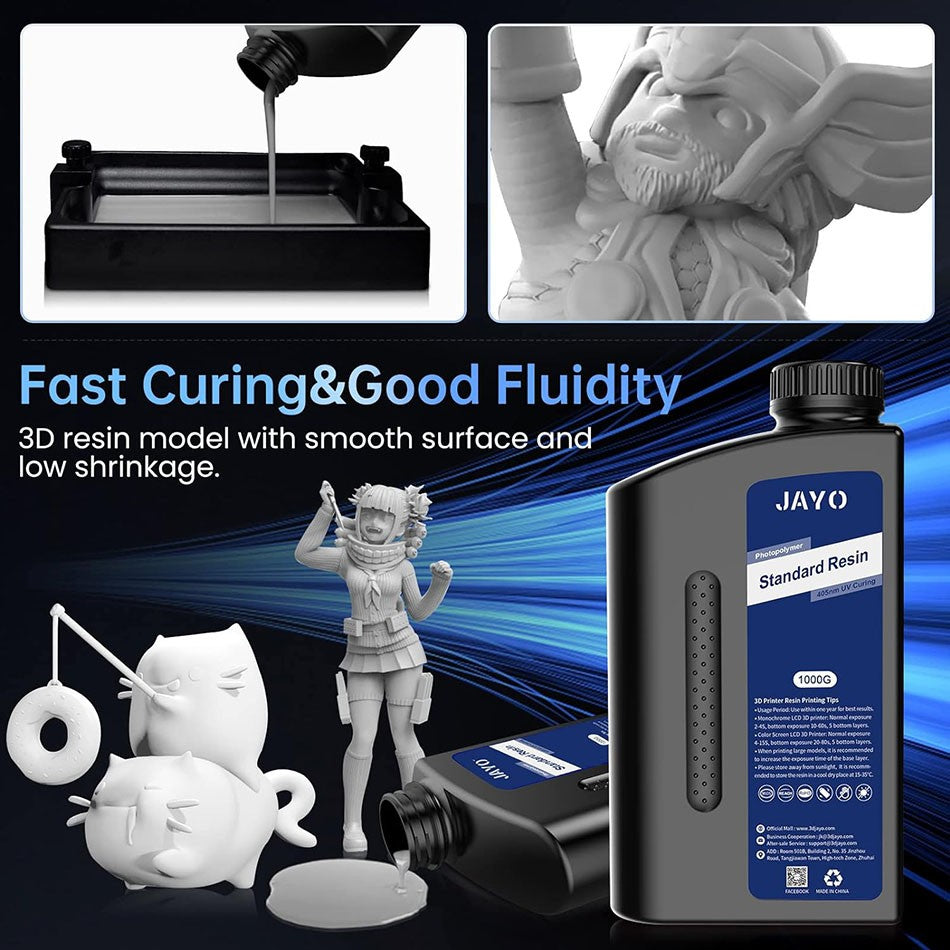 JAYO resina 3D ABS como/como PA/ aunque/alta temperatura/estándar 10KG líquido de curado UV rápido resina UV LCD para materiales de impresora 3D