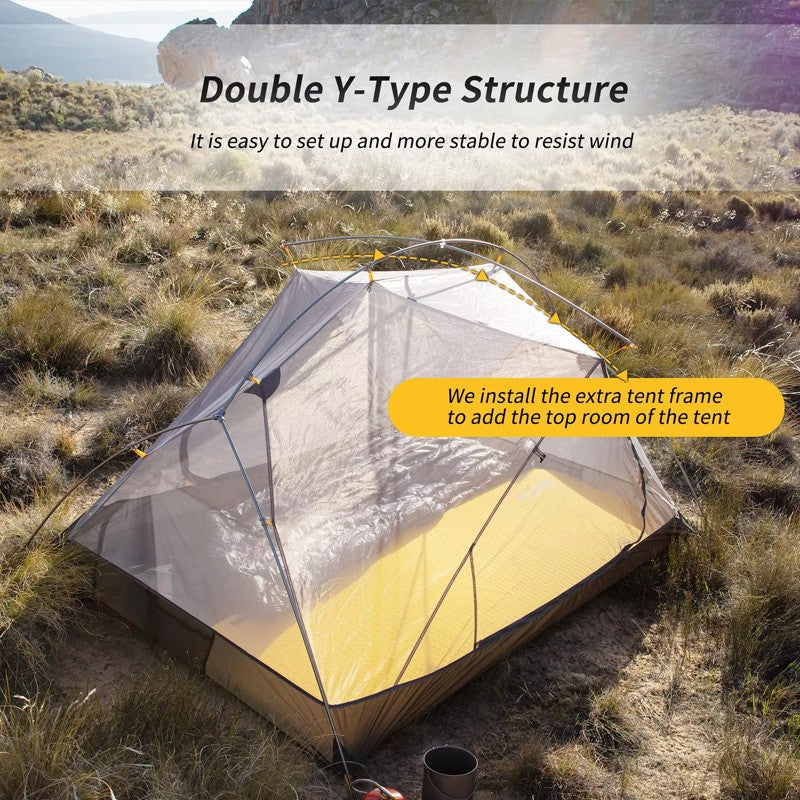 Carpa Naturehike Mongar 2 para Camping y Playa, Nailon 20D Impermeable, Carpa para 2 Personas, Mongar UL Ultraligera, Carpa de Senderismo para 3 Estaciones