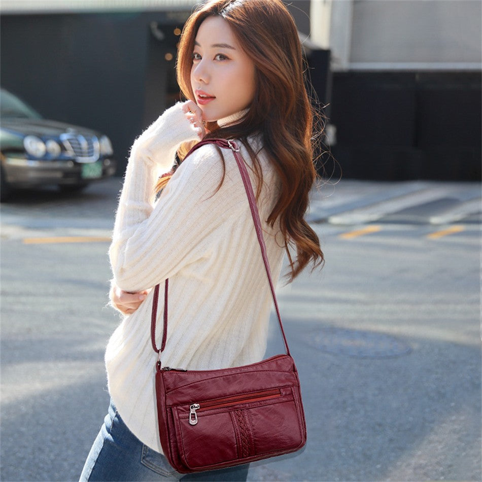 Bolso bandolera de Color liso que combina con todo, bolsos de hombro de alta capacidad para mujer, bolso de mano de piel sintética de alta calidad 2021