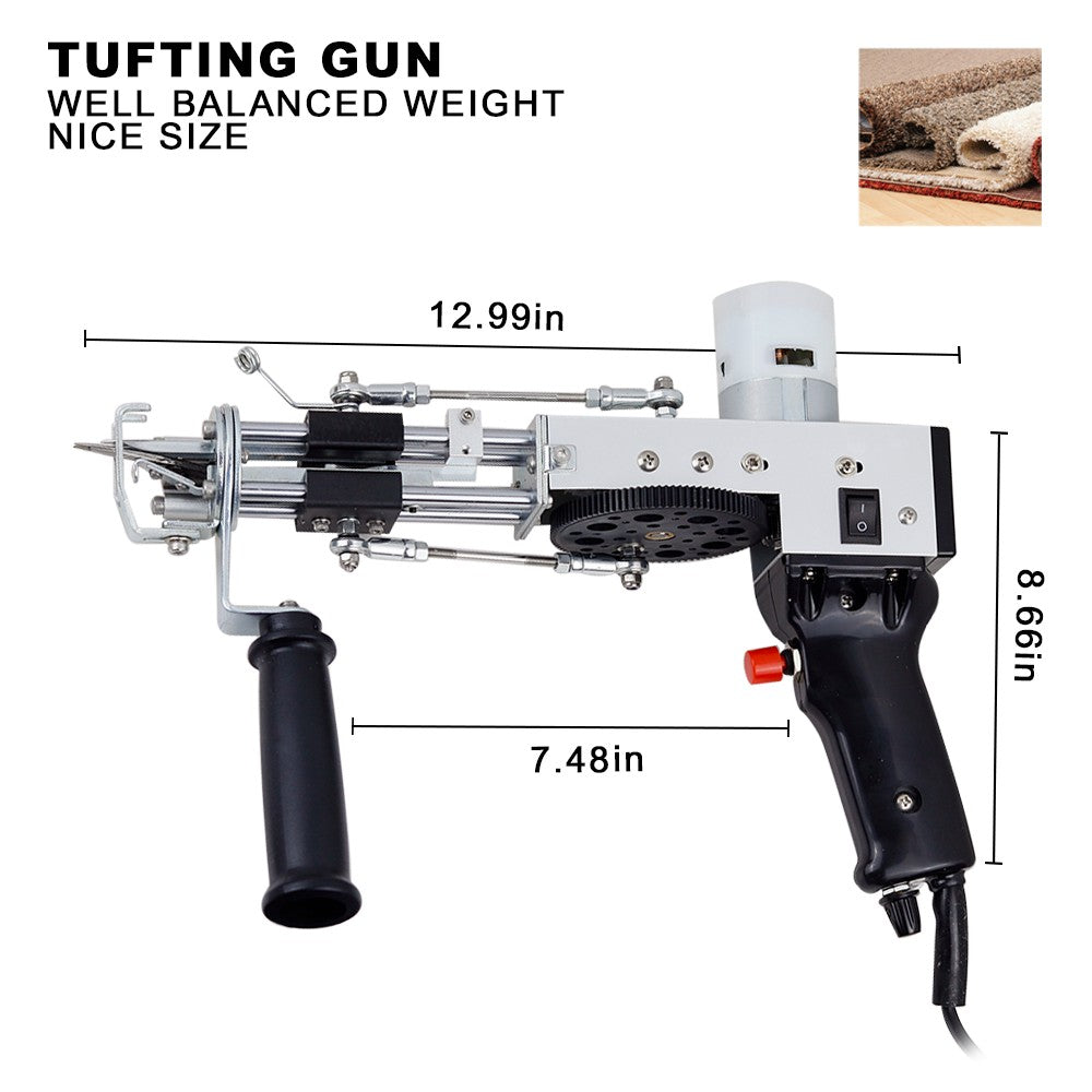 Máquina eléctrica para tejer alfombras, pistola para mechones de alfombras, herramientas para hacer alfombras, máquina de bordado manual de corte/bucle de 7-21mm, 110-220V