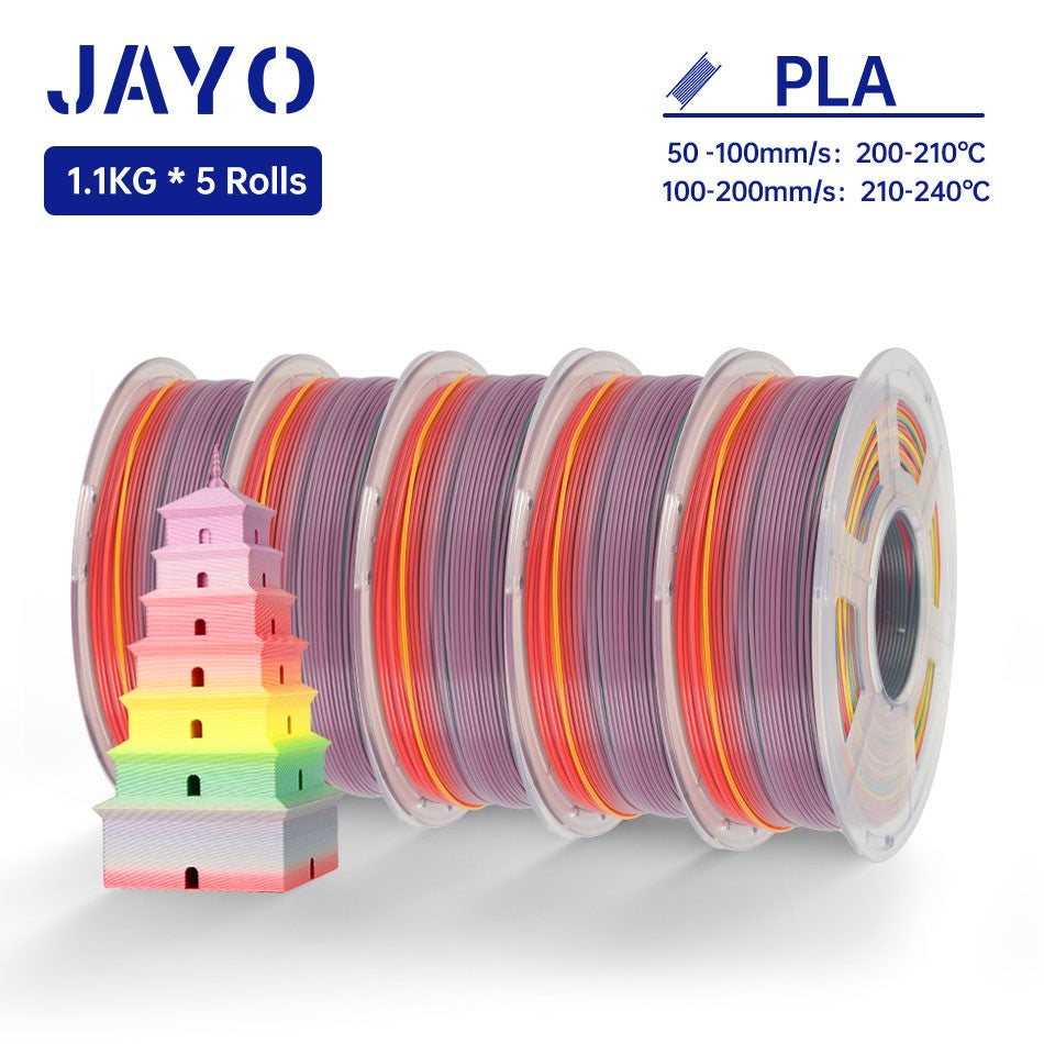 Filamento JAYO PLA 1,75 MM 5 rollos filamento de impresora 3D PLA 100% sin burbujas para FDM Coloful Material de impresión 3D regalo DIY
